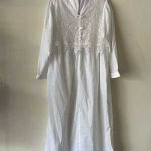 Vintage Covenant Apparel Dress Size L White Crochet Cotton Blend Long Sleeve